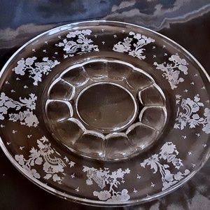 💲SALE💲 Rare Vintage Fostoria Clear Crystal Willow Large Etched Tray 12"